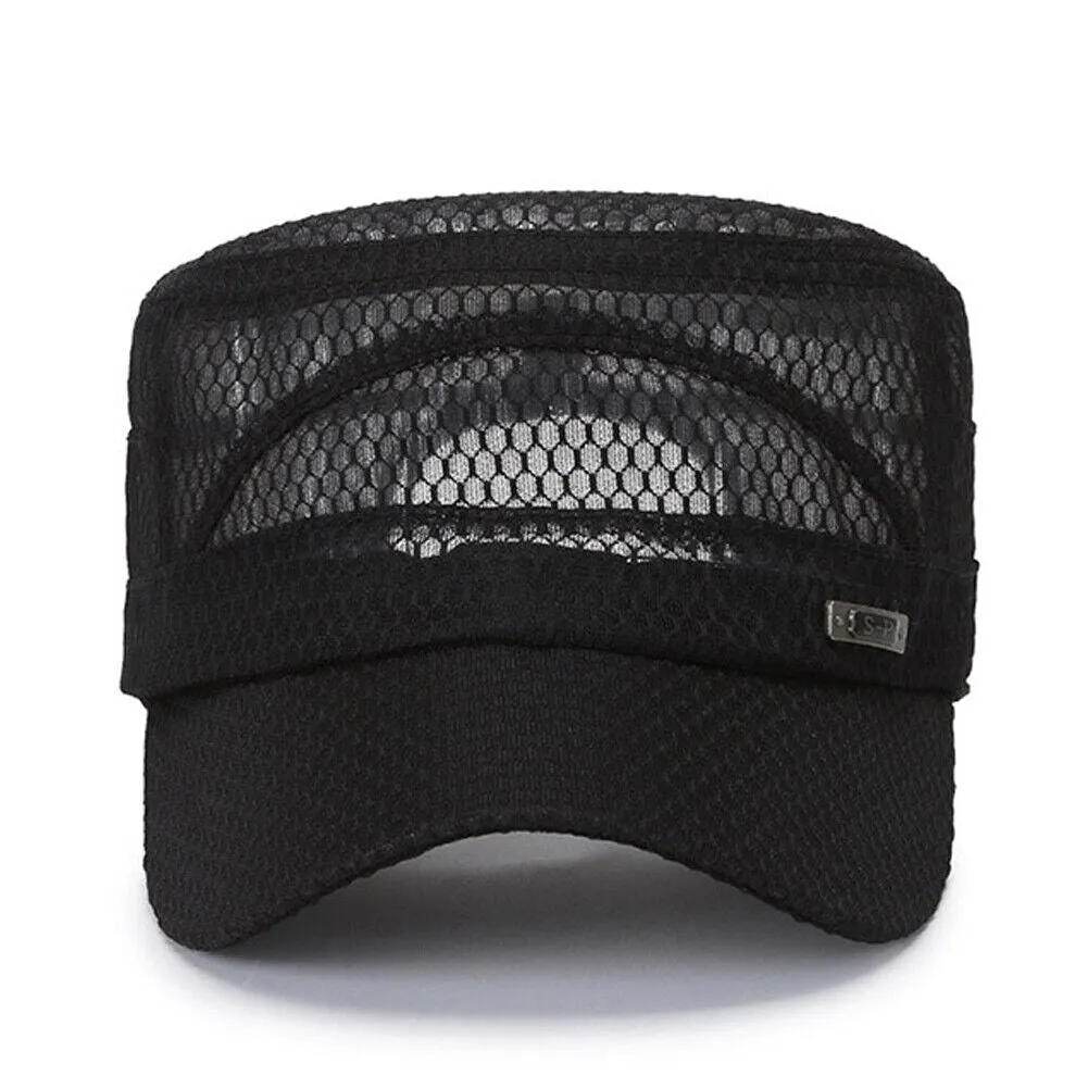 US 3-6 Pack Summer Men's Mesh Flat Cap Army Hat Cadet Castro Military Patrol Bas