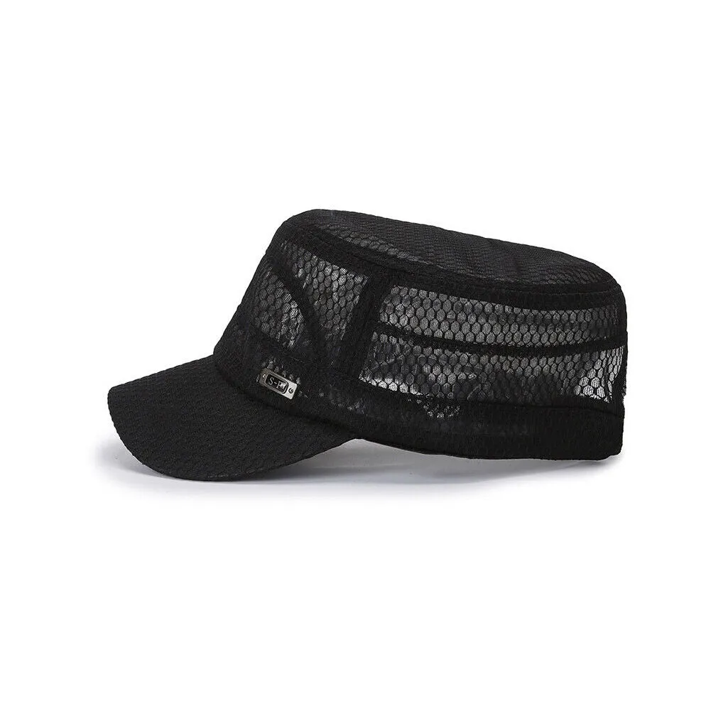 US 3-6 Pack Summer Men's Mesh Flat Cap Army Hat Cadet Castro Military Patrol Bas