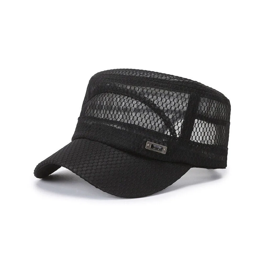 US 3-6 Pack Summer Men's Mesh Flat Cap Army Hat Cadet Castro Military Patrol Bas