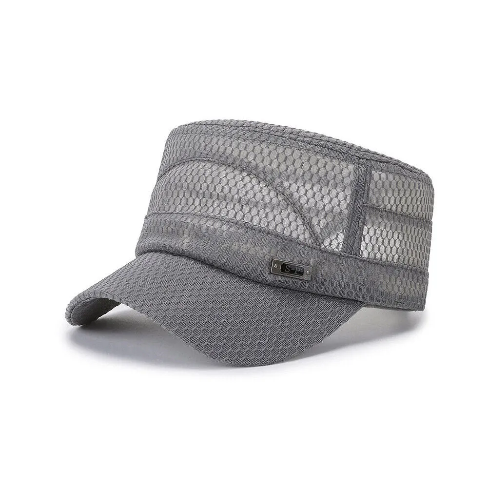 US 3-6 Pack Summer Men's Mesh Flat Cap Army Hat Cadet Castro Military Patrol Bas