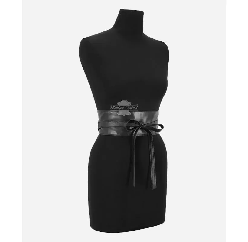 Women’s Leather OBI Tie Waist Belt Wide Lace Dress Waist Corset Wrap Around