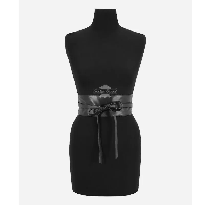 Women’s Leather OBI Tie Waist Belt Wide Lace Dress Waist Corset Wrap Around