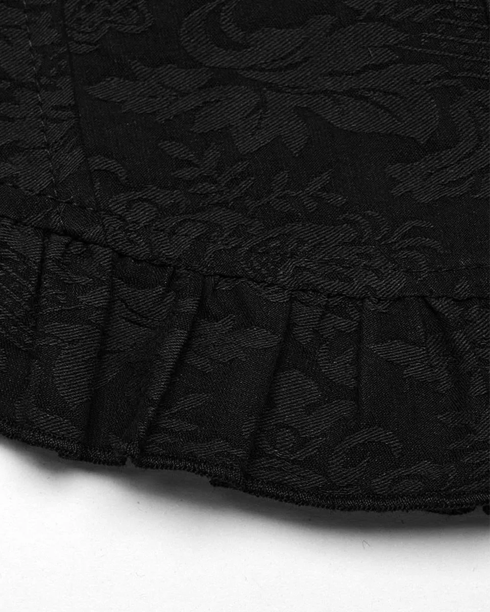 WY-1527CCF-BKF Womens Dark Regency Gothic Jacquard Blouse Top