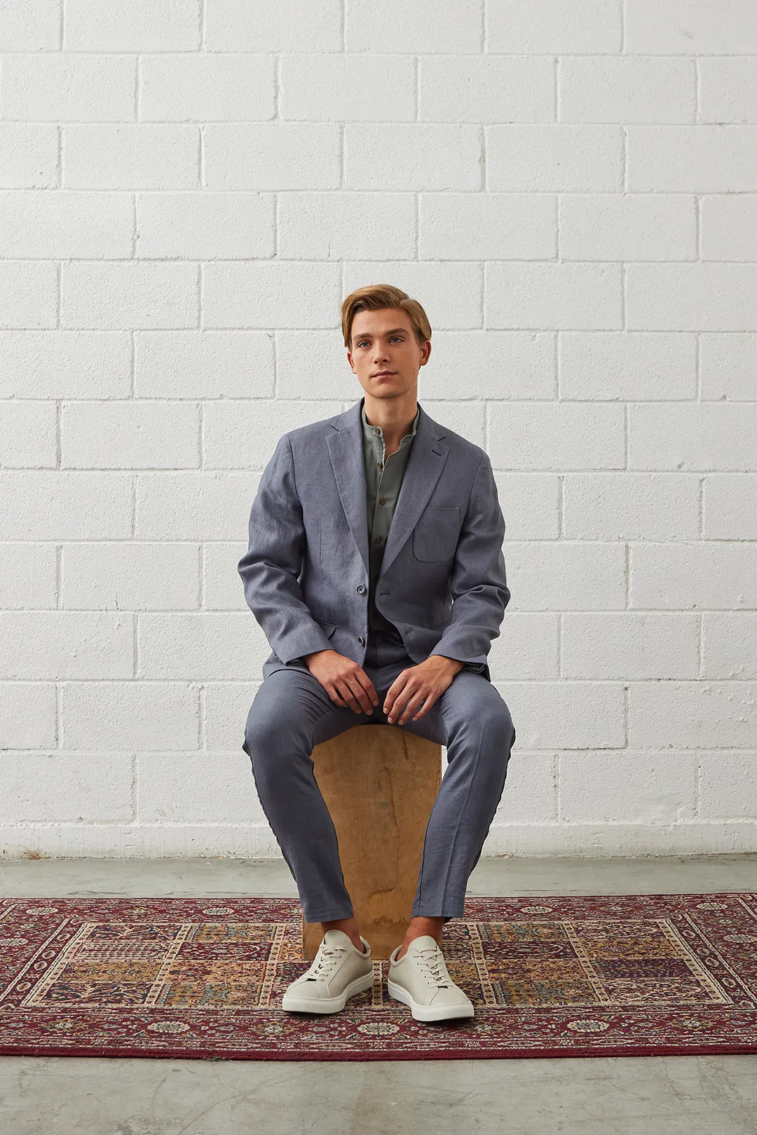 Yoshio Slate Grey Linen Suit