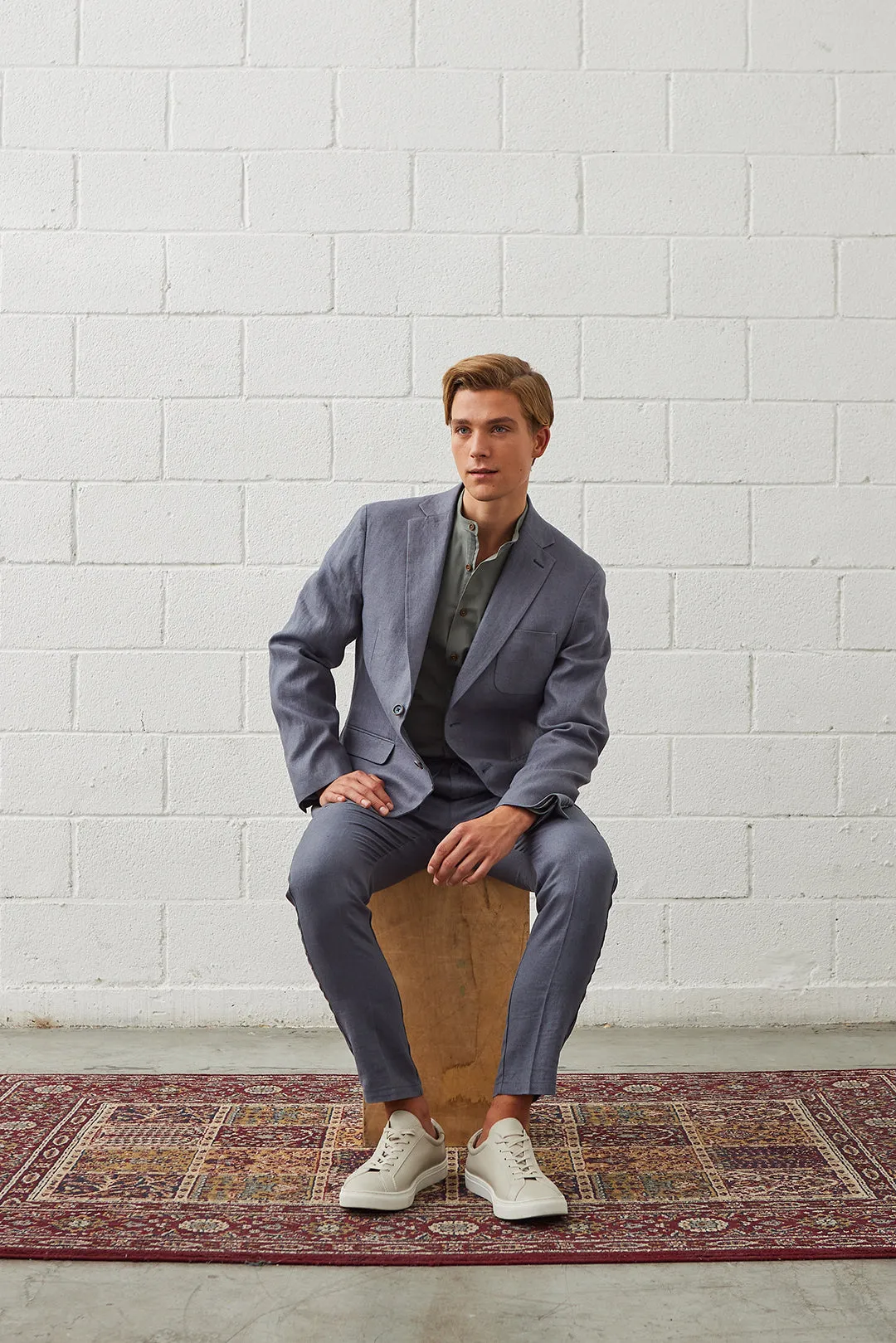 Yoshio Slate Grey Linen Suit
